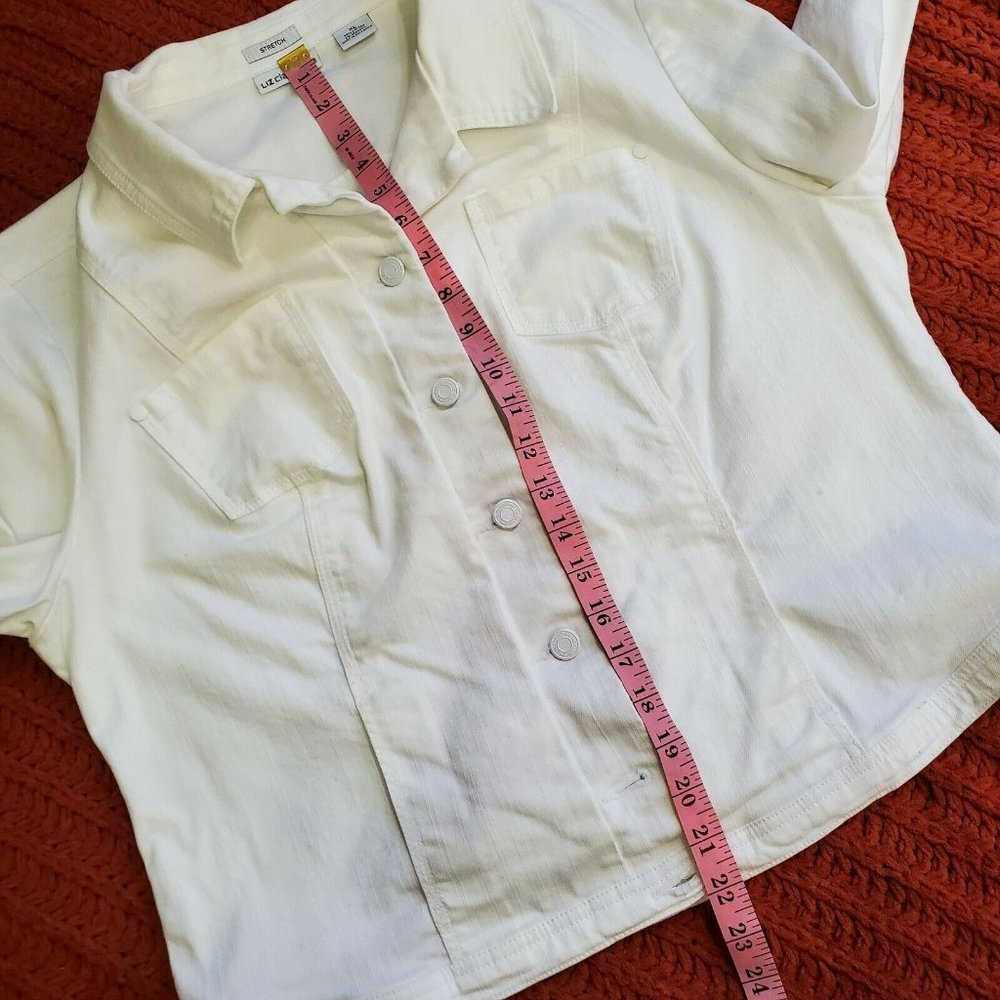 Liz Claiborne Womens Pure White Denim Stretch Long Sleeved Jacket Size XL - Picture 11 of 12
